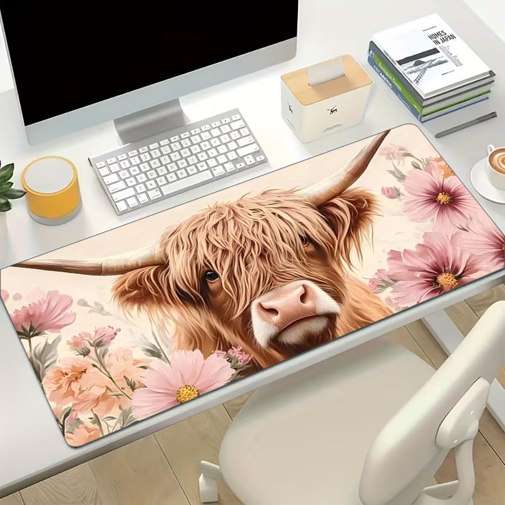 Cow Mat Rubber - Tapete de Mesa Grande Floral Rosa